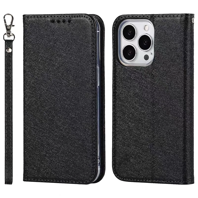 For iPhone 16 12 13 14 15 Case Leather Silk Magnetic Flip Wallet Cover For iPhone 7 Plus X XR XS 11 Pro Max Case Stand Card Slot