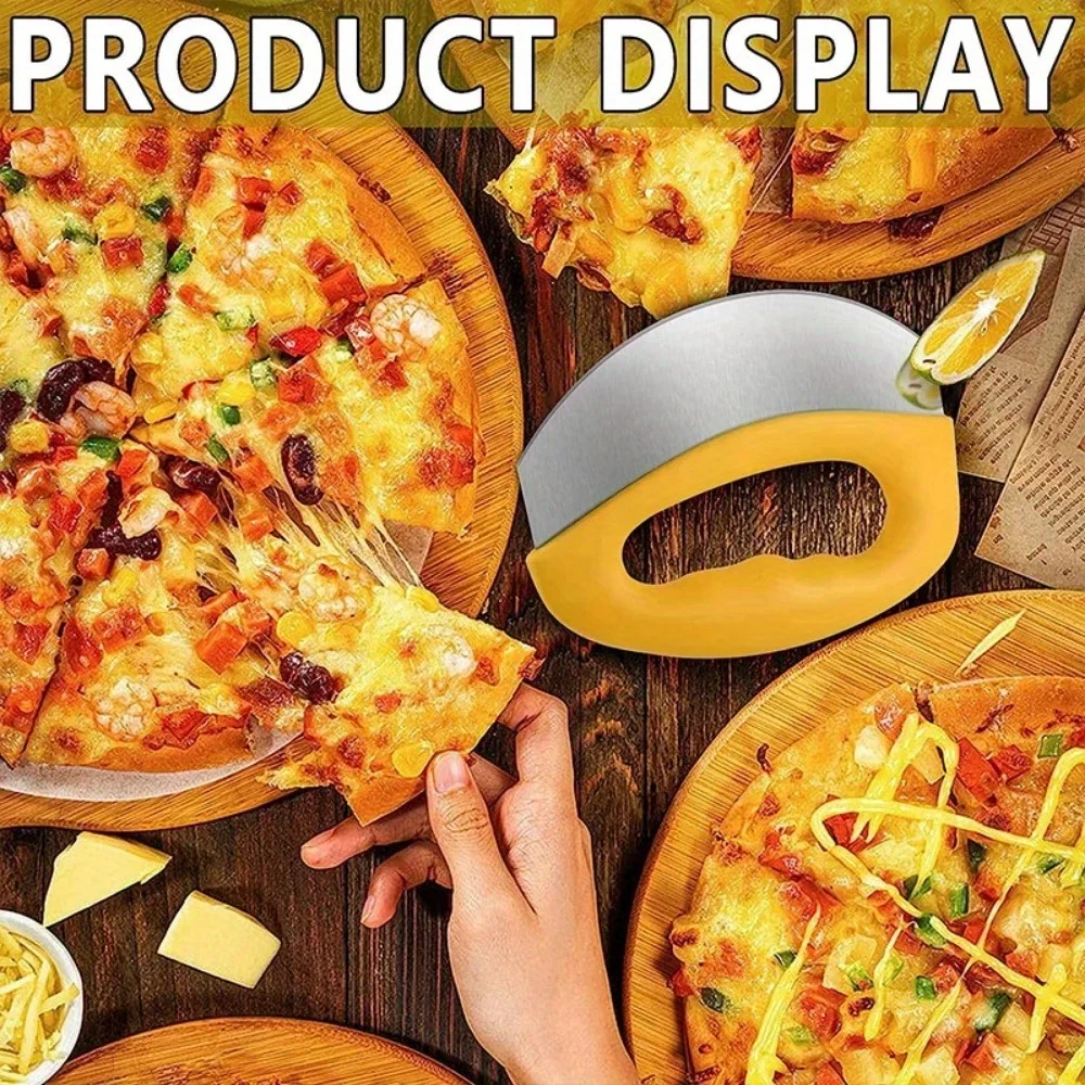 1PC Stainless Steel Pizza Cutter with Cover Food Chopper Herb Cheese Knife Cutter Ring for Precise Pizza Slicing Baking Tools