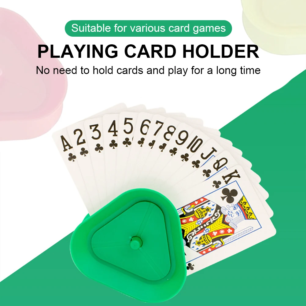 Card Game Holder 4pcs Hands-Free Game Poker Seat Triangle Shaped Playing Card Holder Board Plastic for Seniors Children Adults playing card holder