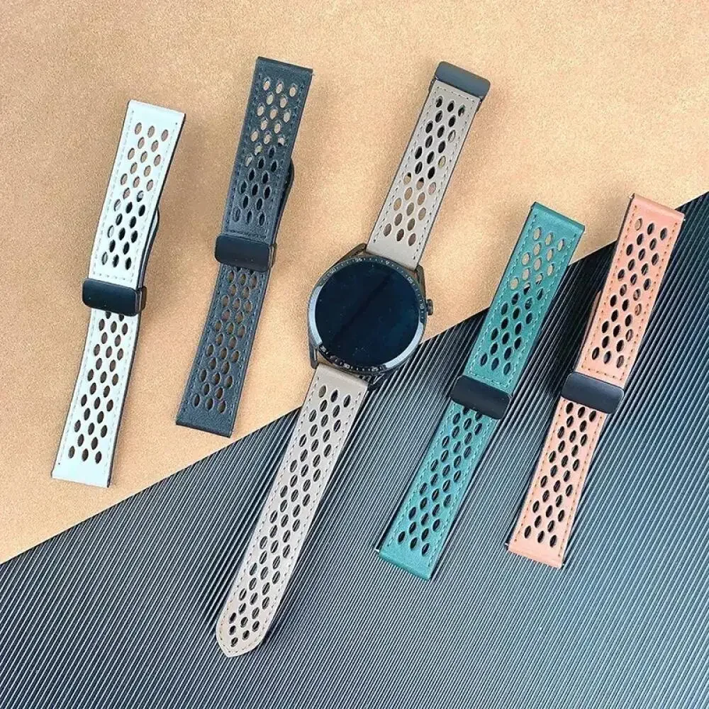 Silicone and Leather Magnetic Strap - 20mm/22mm Band
