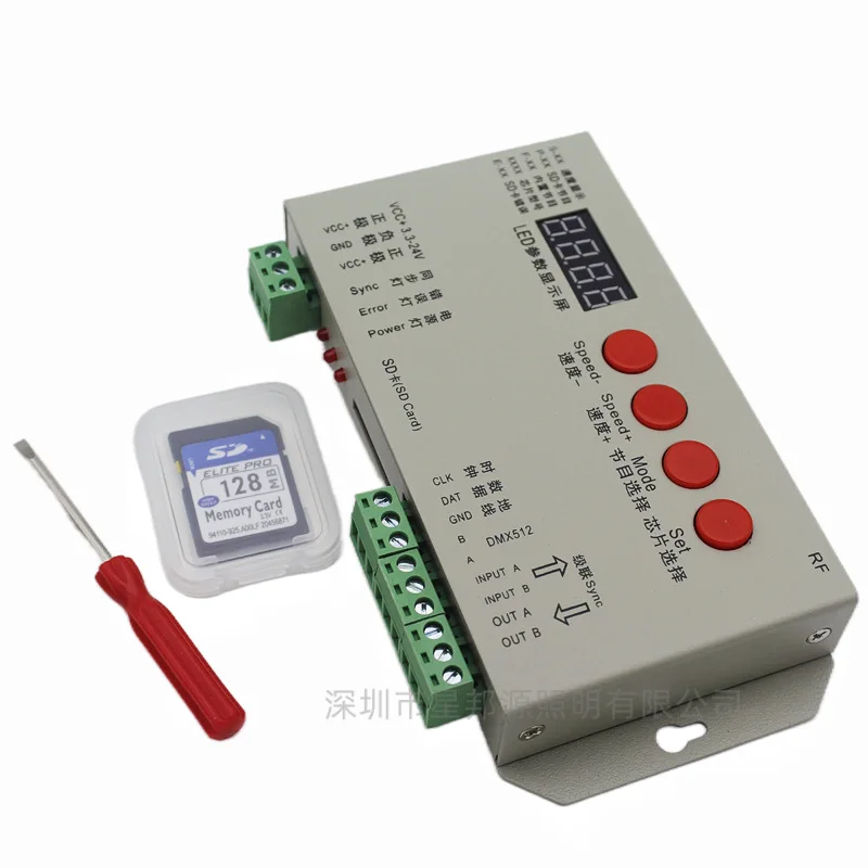 풀 컬러 LED 스트립 조명, 레인보우 효과, 프로그래밍 가능한 텍스트 애니메이션 Sd 카드 지지대, 멀티 채널 제어, K1000s