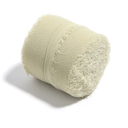 Luxurious 5 - Meter Roll of Chiffon Silk Ribbon with Frayed Edges for Elegant Gift Wrapping and Event Decor (Matcha green)