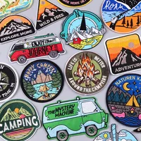 Mountain Camping Embroidered Patch – DIY Iron-On Adventure Outdoor Badge for Jackets, Backpacks, and Clothing