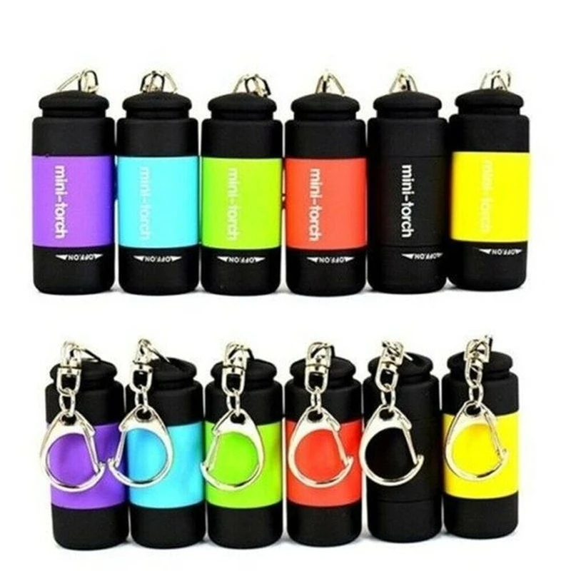 Handheld Flashlight Mini LED Light Pocket Flashlight Mini Keychain Pocket Torch USB Rechargeable LED Light Flashlight Lamp Waterproof Keychain Light pocket torch keyring torch