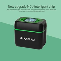 PUJIMAX 1.5V Constant Voltage AA Rechargeable Li-ion 4255mWh Battery With Intelligent LED Display Arc-look Battery Charger SET 4