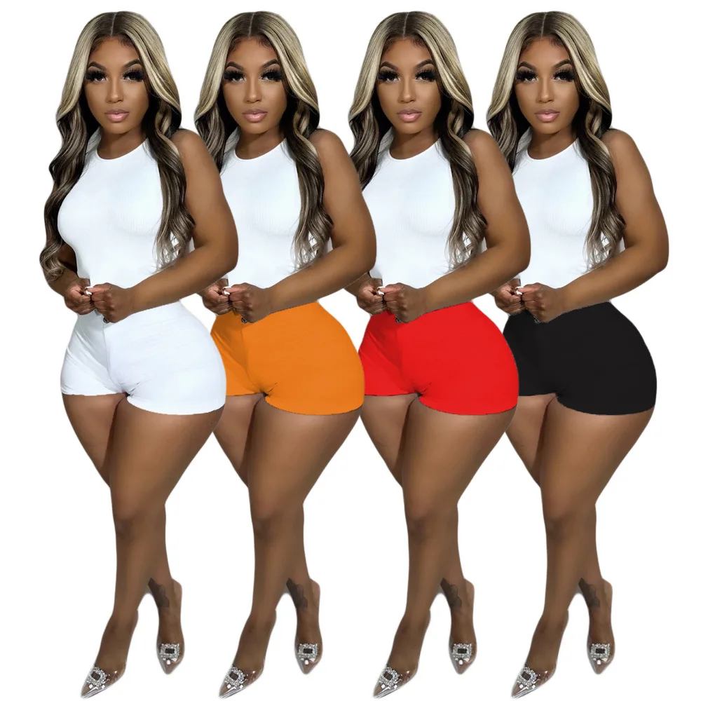

Women Fashion High Elastic Zipper Fly Waist Shorts 2023 Summer Street Basic Solid Shorts Pants Trousers Outfits