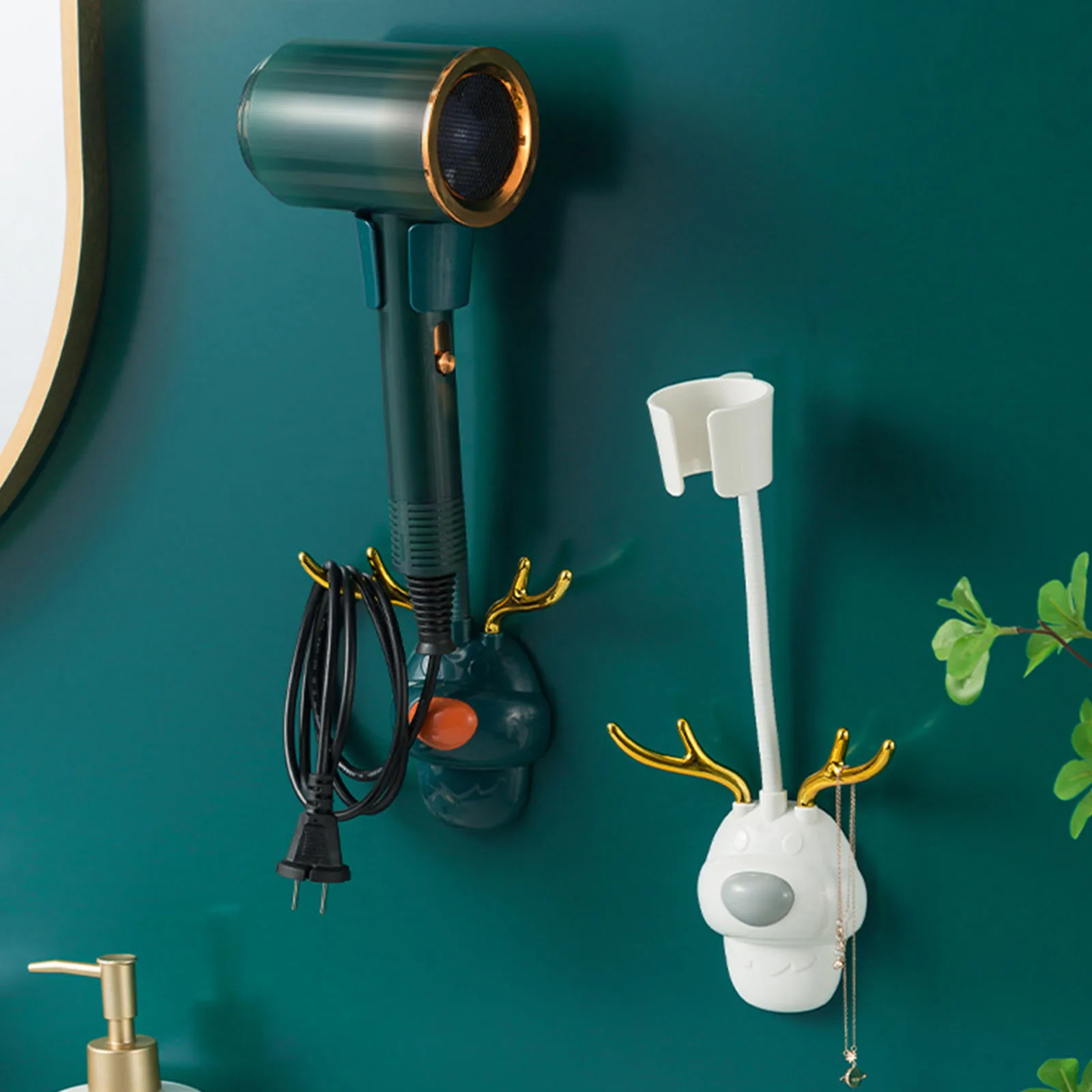 HandsFreeHairDryerHolderNoDrillBlowDryerStandRotatable