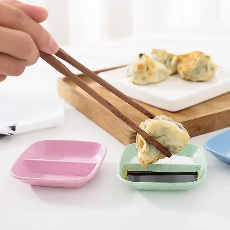 Kitchen Seasoning Dish Creative Wheat Straw Dish Plastic Snack Plate Pickles Saucer Household Tableware Sauce Dipping Snack