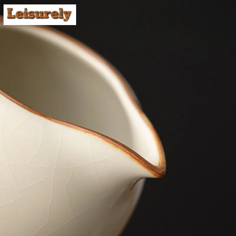 250ML Cream Ru Kiln Porcelain Tea Pitcher Divide Tea Fair Cup Cha Hai Dispenser Household Justice Cup Fair Mug Teaset Supplies