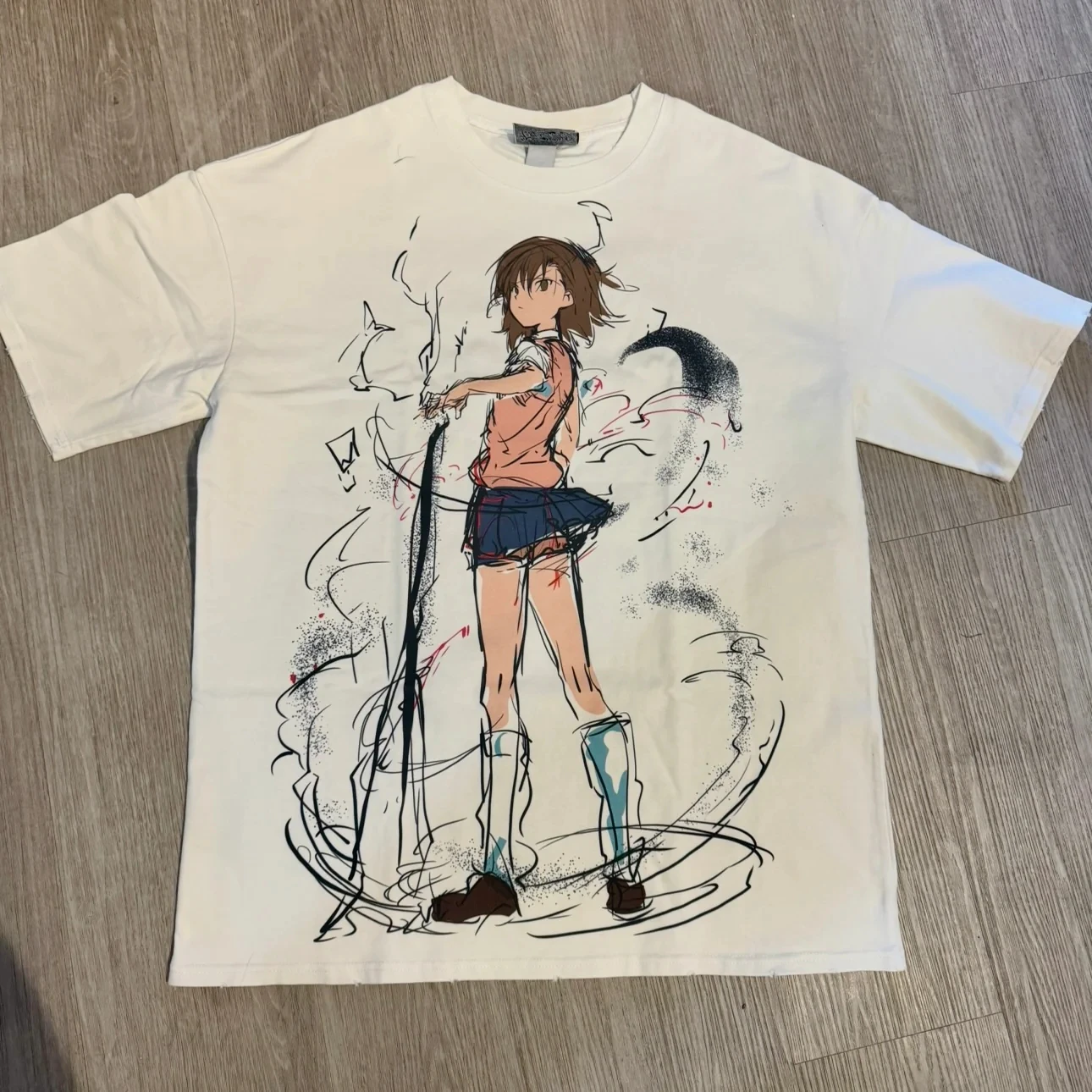T-shirt men's street clothing Japanese cartoon pattern T-shirt neutral casual white cotton Women T-shirt top