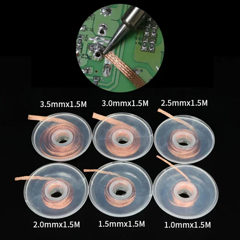 Desoldering Braid Welding Solder Remover Wick 1-200pcs 1.5M Width 1 1.5 2 2.5 3 3.5 4 mm Wire Lead Cord Flux BGA Repair Tool