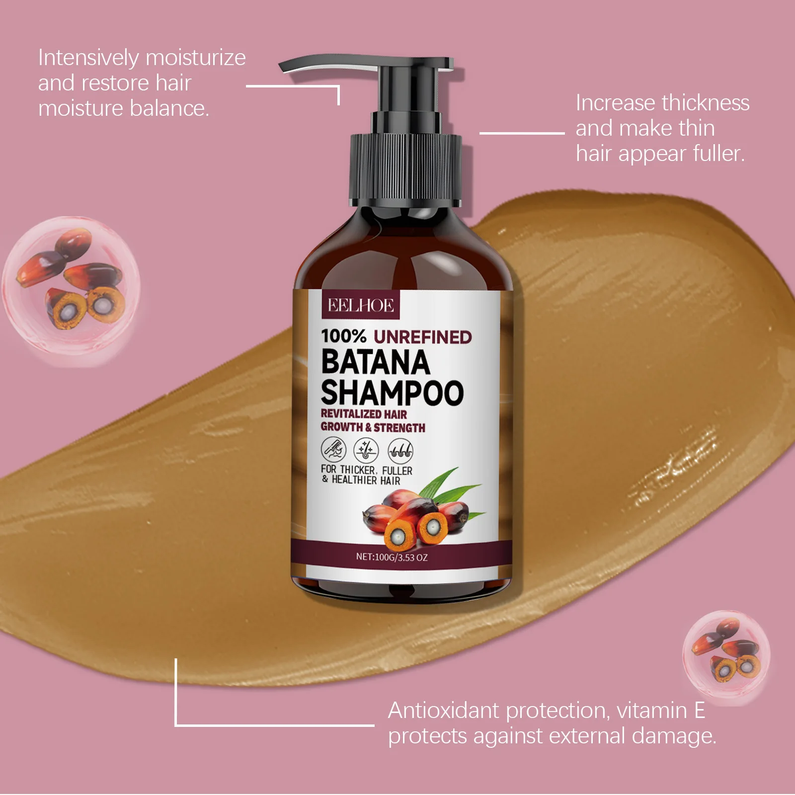 Organic Batana Oils Shampoo Treatment Damaged Split Hair Reduce Hair Loss Deep Cleansing Nourish Hair Care Growth Shampoo 100g 5