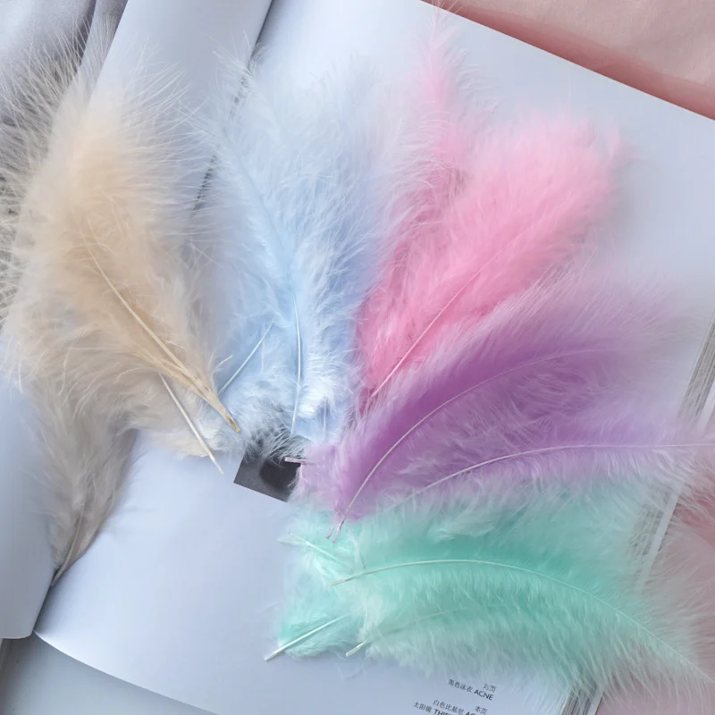 Natural Feathers 50pcs 4-6 Inches 10-15cm Turkey Fluffy Wedding Dress DIY Jewelry Decor Accessories