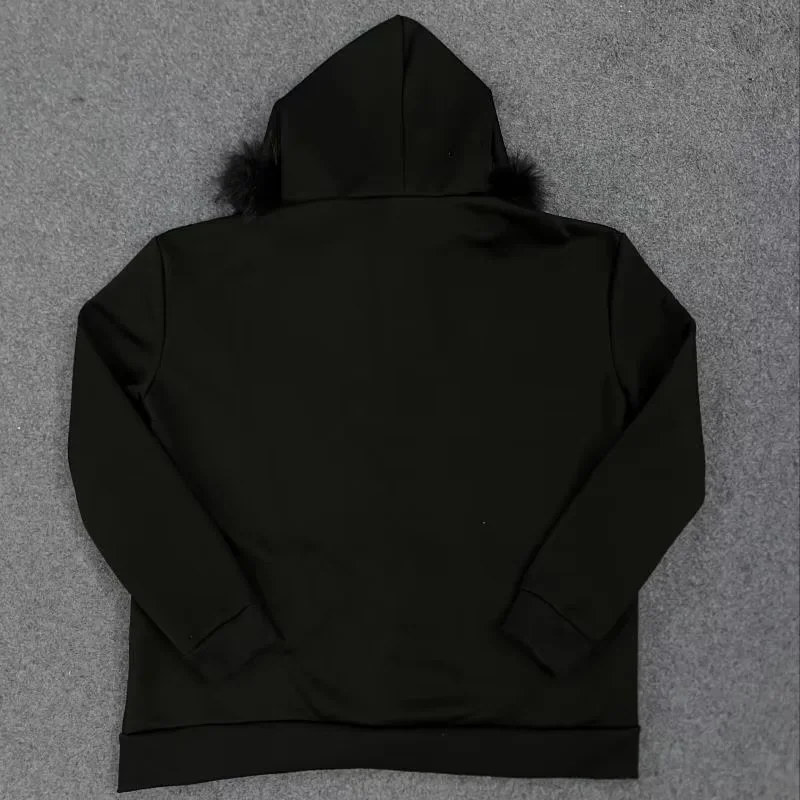 Y2K Style Hoodie Fluffy Sherpa Fleece Pullover Long Sleeve Zip Up Retro Streetwear Vintage 2000s Sweatshirt for Women Men Unisex