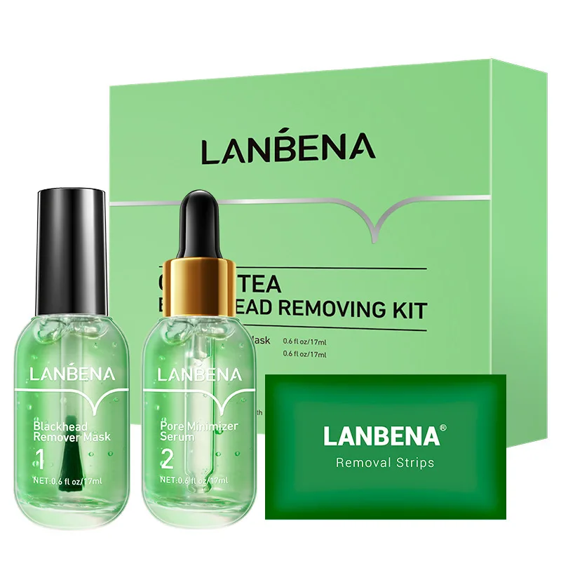 

LANBENA Blackhead Remover Serum Set Professional Blackhead Removal Mask Face Nose Skin Essence Cleaning Pores Shrinking Pore Kit