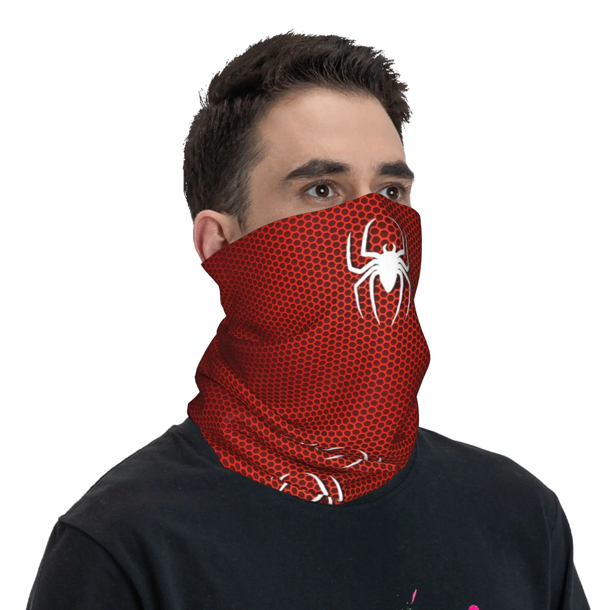 Cycling Bandana Neck Wrap Bandana Headscarf Cotton Bandana Neck Gaiter Bandana Neck Cover Multifunctional Bandana Spider Cobweb Hexagon Bandana Neck Warmer Men Women Winter Ski Tube Scarf Gaiter Spider Man Face Cover