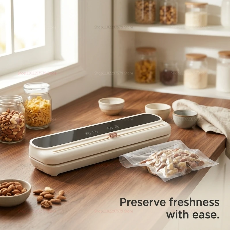 Electric Vacuum Sealer with Built-in Cutter for Food Preservation Dry and Wet Modes Vacuum Packaging Machine for Home Kitchen 2