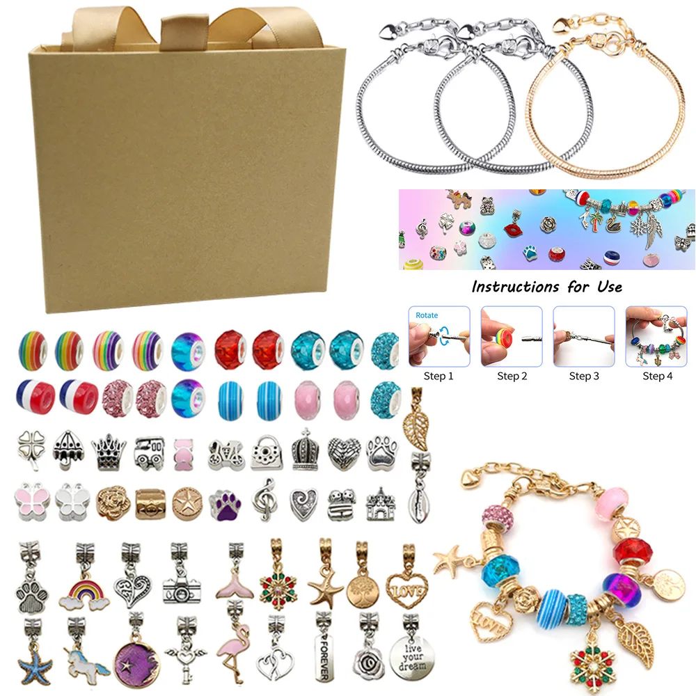 Diy Charm Bracelet Making Kit Beading Woven Bracelet Perfect - Temu