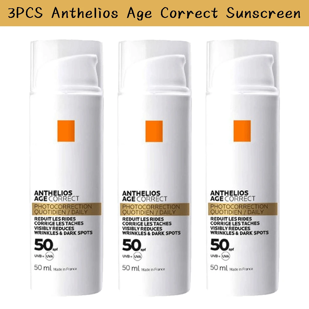 

3PCS Anthelios Age Correct Daily Care SPF50 Sunscreen 50ml Prevent Wrinkles Lightweight Texture Refreshing Non-greasy Nourishing