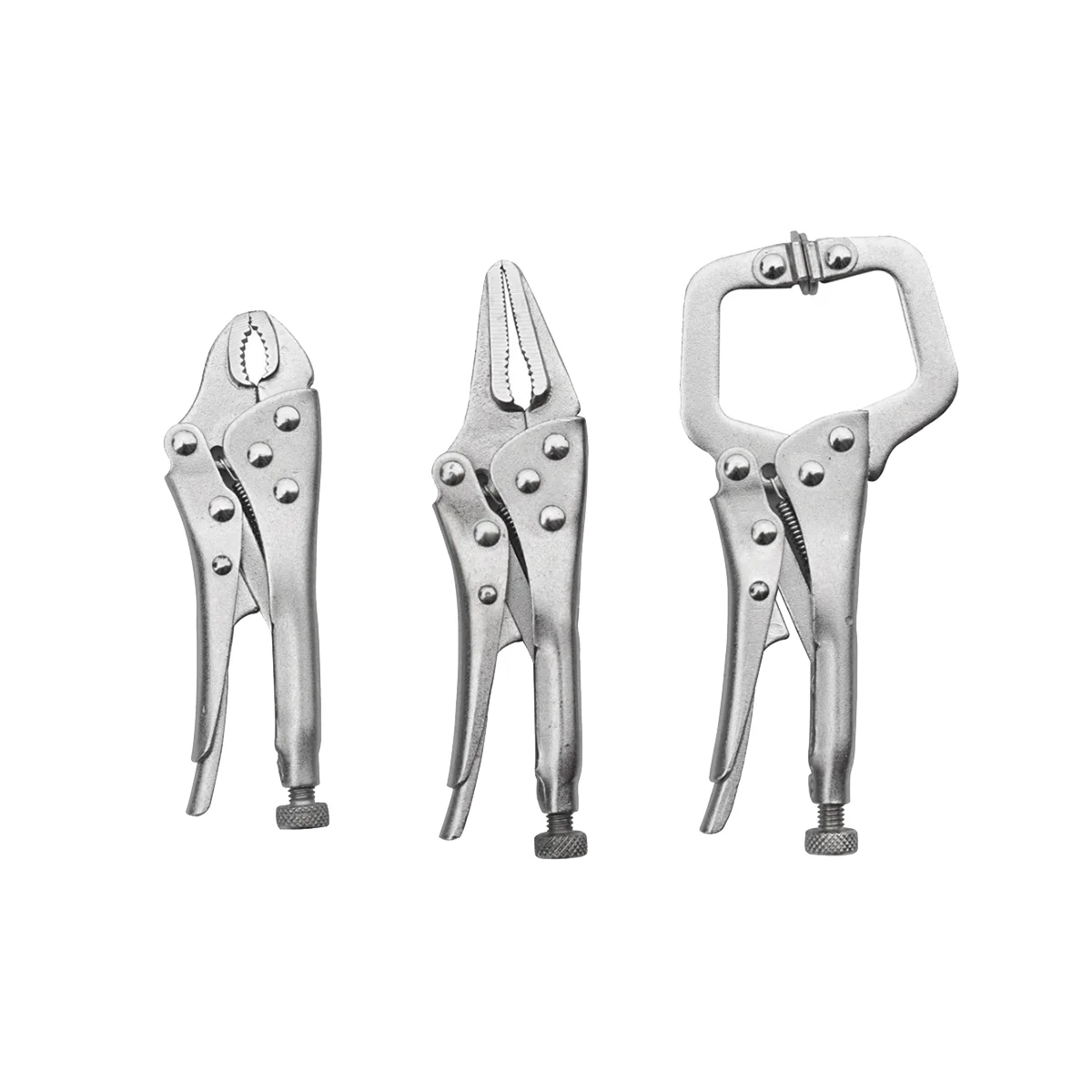 

3Pcs Mini Locking Pliers Set 4in Curved Jaw and 5in Long Nose and 5 in Grip Tool Assorted Locking Welding Grip Tool