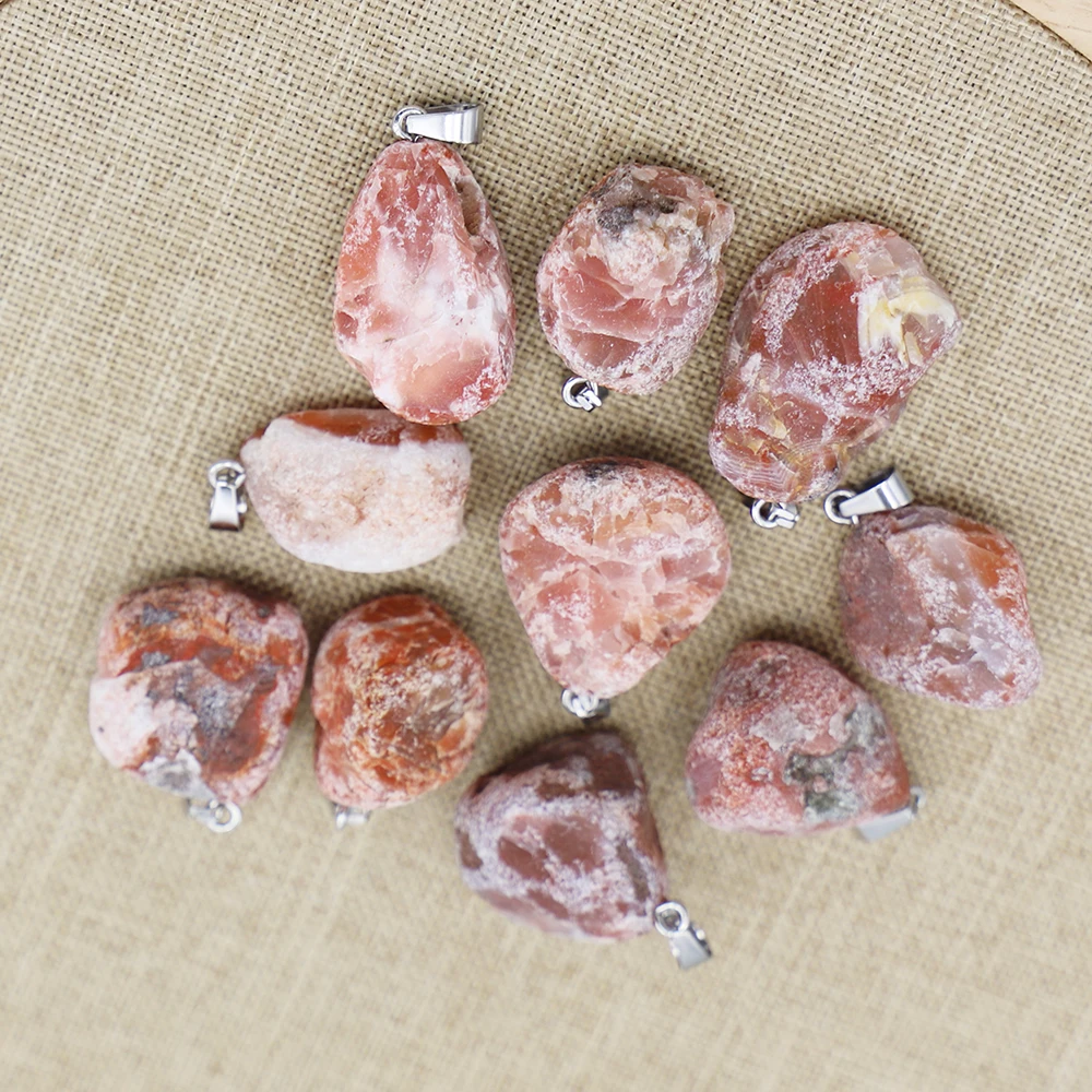

Free Shipping Natural Raw Stone Agate Irregular Orange Mineral Necklace Pendant DIY Creative Jewelry Accessories Wholesale 8Pcs