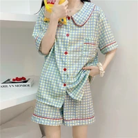 Three-Piece Set Ladies Pajamas Set Short-Sleeved Plaid Senior Sense Cardigan Home Wear Simple Christmas Girl Sleepwear Winter - Image 6