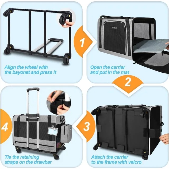 Pet Carrier with Wheels & Bowl 6