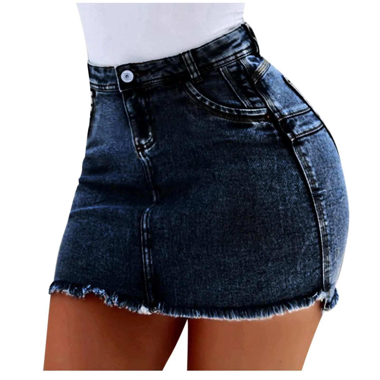 Jaycosin Women Denim Skirts Solid Color Skinny Short Skirt Summer New