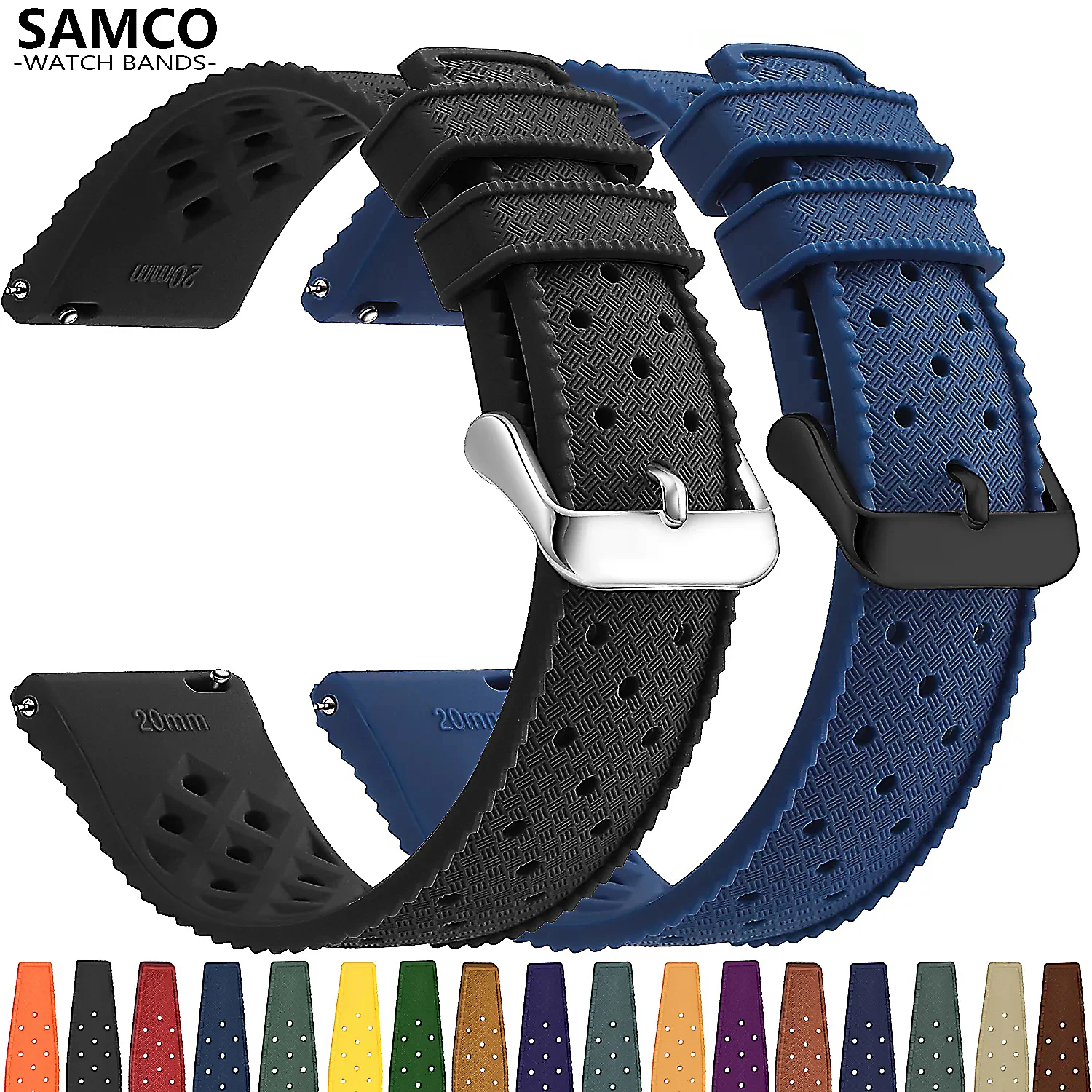 TropicalSiliconeStrapQuickReleaseWatchBand18mm20mm22mmRubber