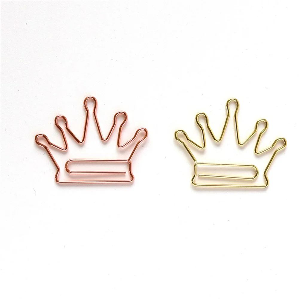 

10PCS Cute Crown Paper Clip Metal Bookmark Note Clip Page Marker Binder Clips for Office School Wedding Party Invitation Decor