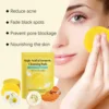 Turmeric Kojic Acid Cleansing Pads Exfoliating Remove Dead Skin Acne Fade Melanin Oil Control Nourish Glow Facial Wash Sponges 5