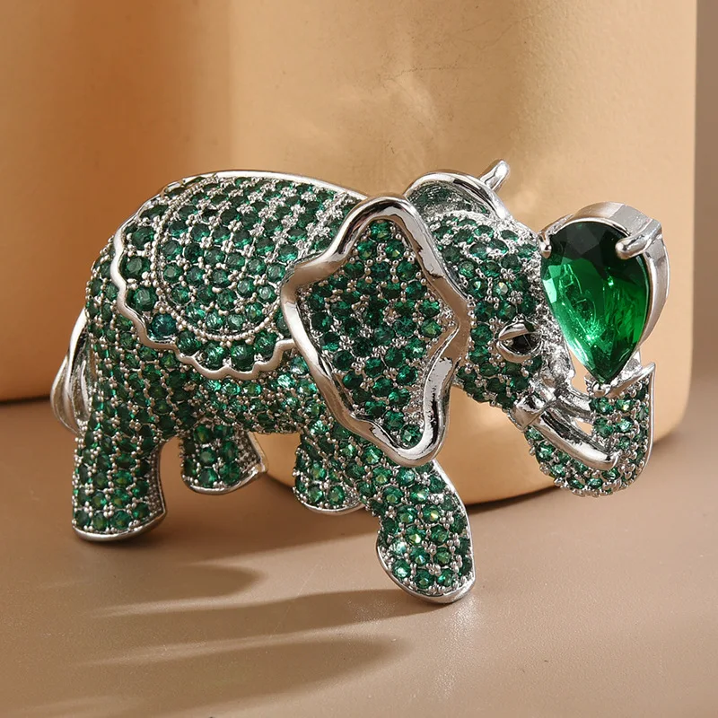 New Woman  Art Micro Pave CZ Elephant Animal  Zircon Crystal Gifts