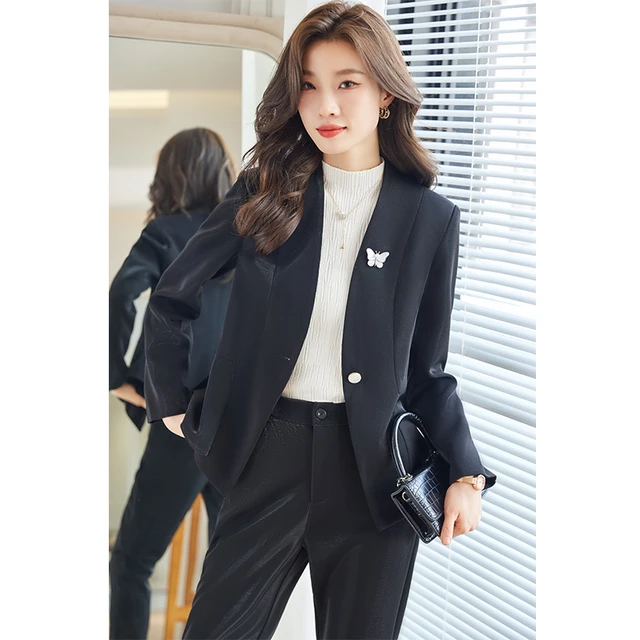 Women Casual Elegant Business Trousers Suit Office Ladies Slim Vintage  Blazer Pantsuit Female Fashion Korean Clothes Two Pieces