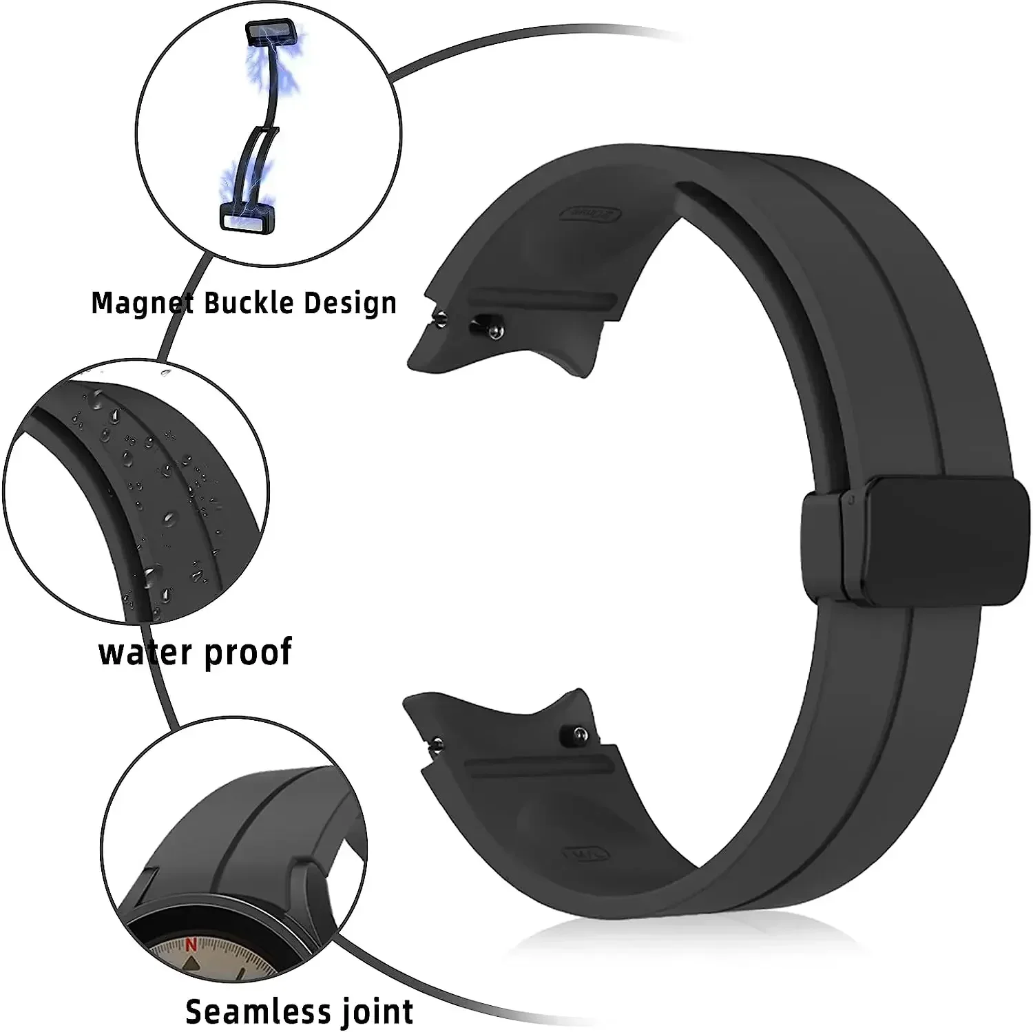 Enhanced Magnetic Silicone Watch Band Bracelet - Universal Fit