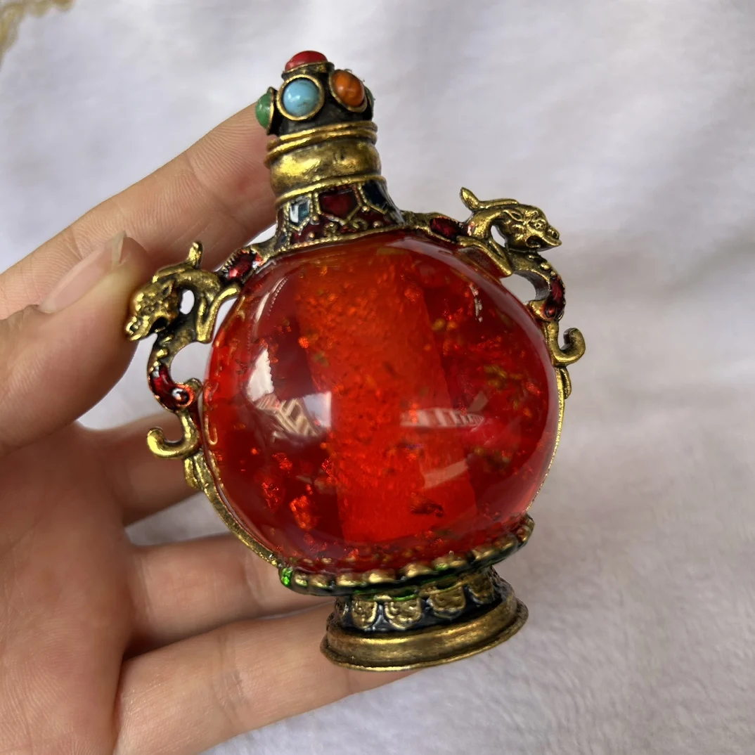 

Antique Imitation Amber Red Snuff Bottle Ornament
