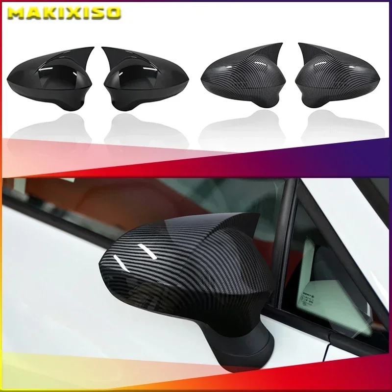 2 Pieces High Quality Abs Plastic Bat Style Mirror Covers Caps Rearview Mirror Piano Black For Seat Ibiza Cupra 2009-2017