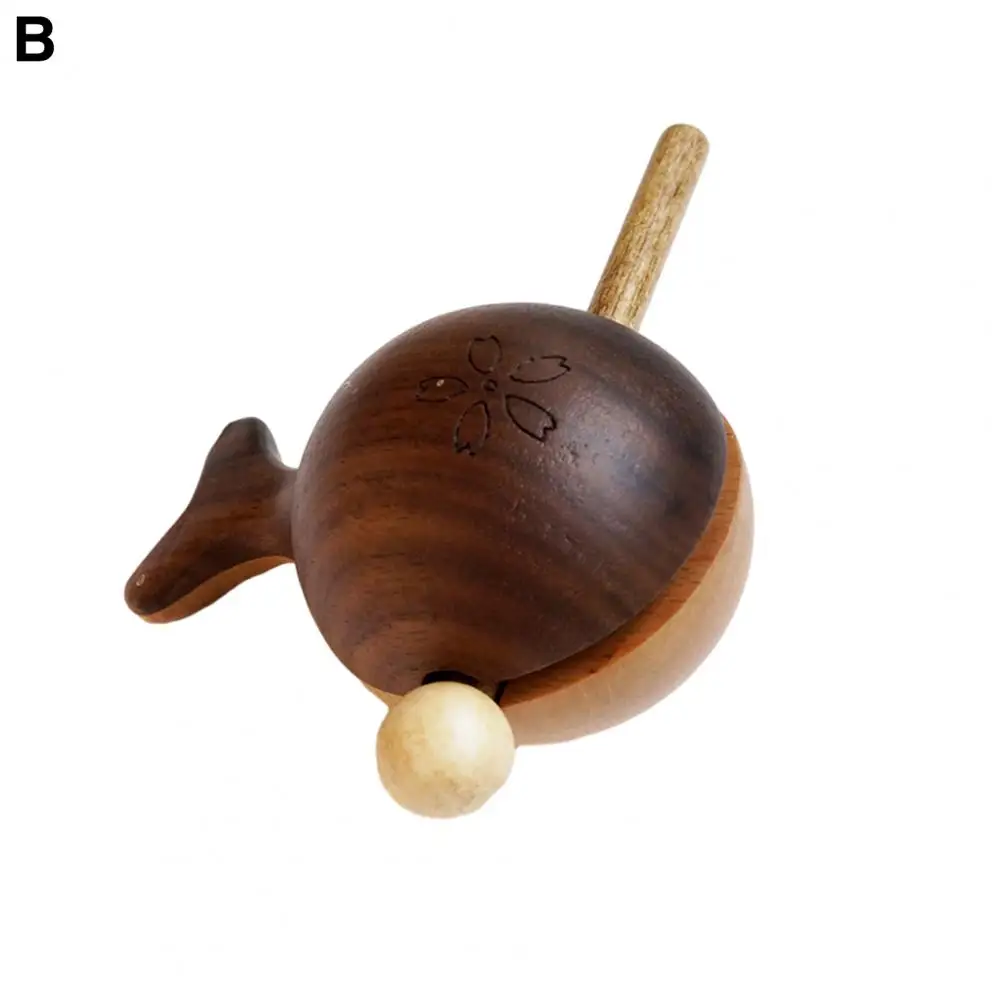 

Wooden Fish with Hammer Solid Wood Desktop Ornament Wooden Fish Ornament with Hammer Stress Relief Meditation Percussion