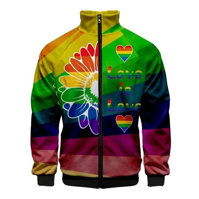 thumbnail image 1 of Nueva chaqueta con cremallera y estampado 3D de arcoíris LGBT para hombre y mujer, sudadera para el día del orgullo gay, tops de primavera y otoño, ropa de calle transpirable, 1 of 4