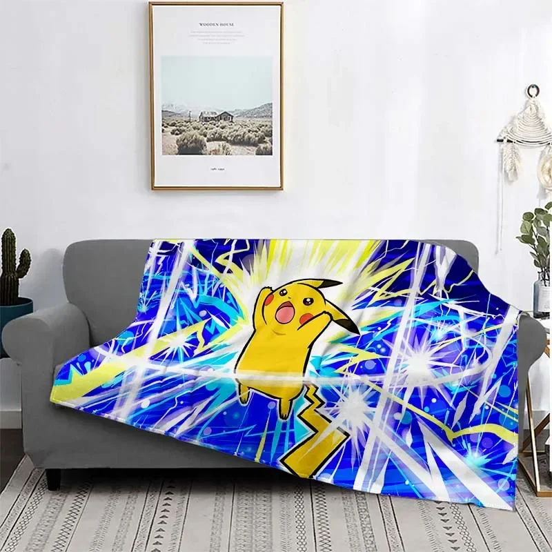 thumbnail image 1 of Manta ligera con estampado de Pokémon de anime japonés para sala de estar, dormitorio, habitación de niños, manta cálida, regalo de Navidad, 1 of 5