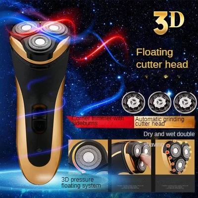 

Three-bit Razor Double-ring Floating Water-washing Razor with Flashlight Beard Knife