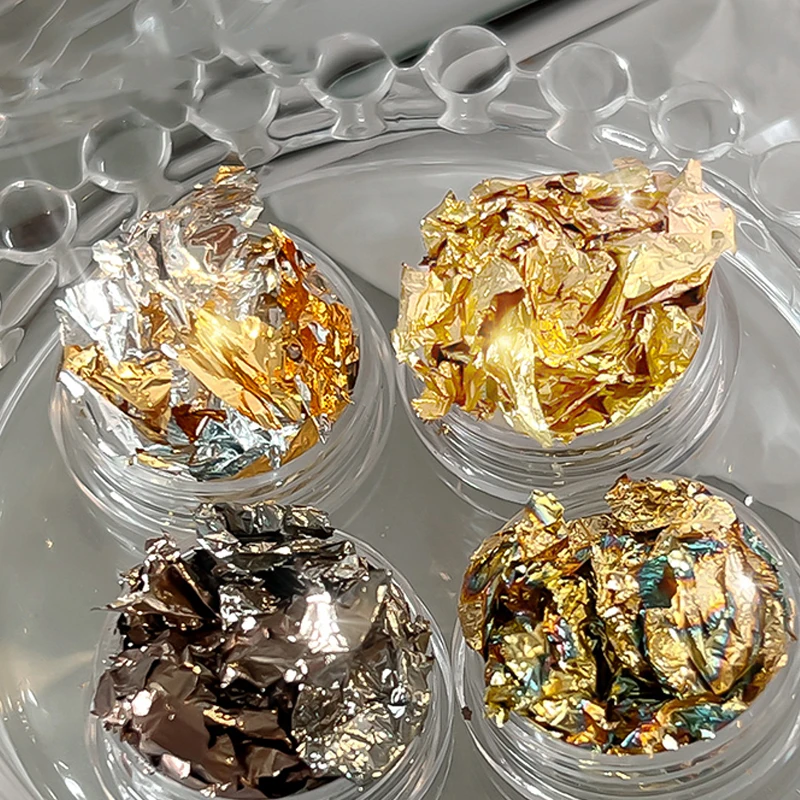 Rose Gold Silver Irregular Foil Paper Fragments Glitter Nail Art Sequin Stickers DIY UV Gel Polish Manicure Decoration Tools