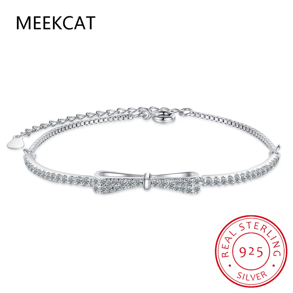 Hete Verkoop 925 Sterling Zilver Aaaaaa Zirkoon Boog Armband Luxe Verstelbare Tennis Armband Voor Moeder Naar Vriendin Sieraden Cadeau