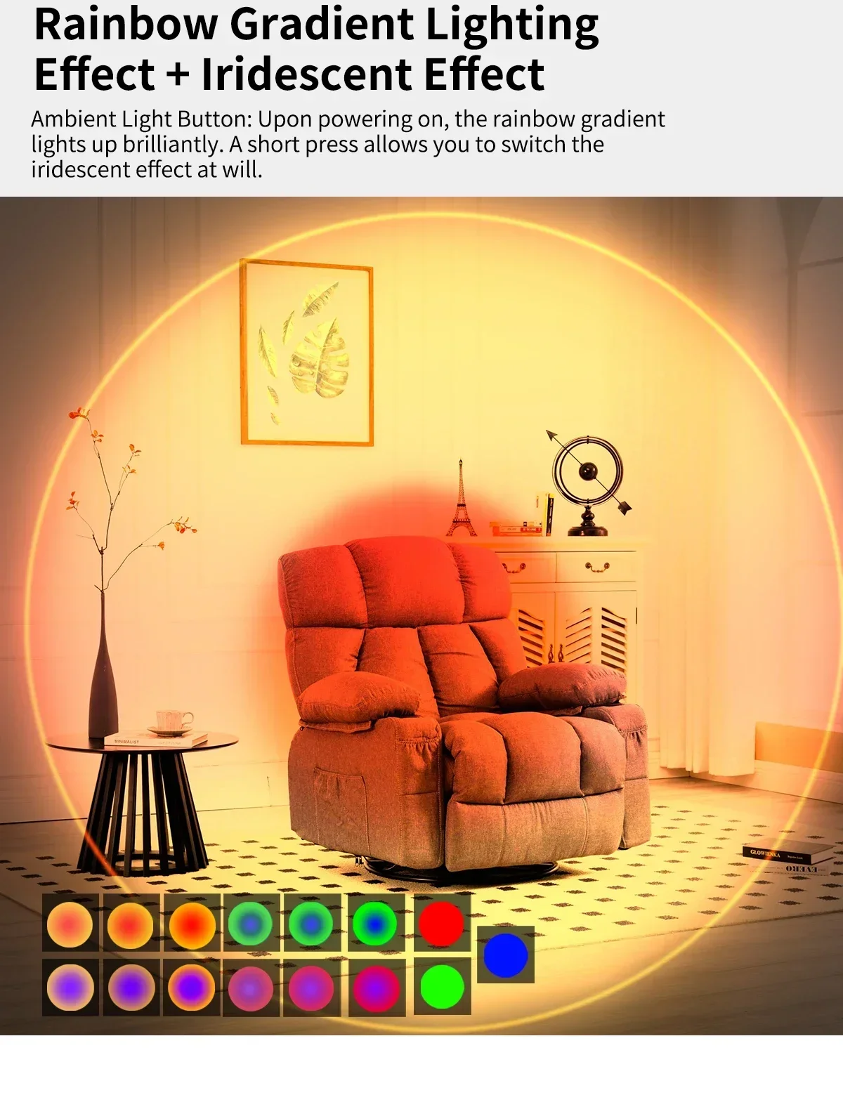 LED Night Light with Motion Sensor RGB Gradient Ambient Wall Lamp Rechargeable Dimmable Magnetic Ladder Light for Bedside Closet