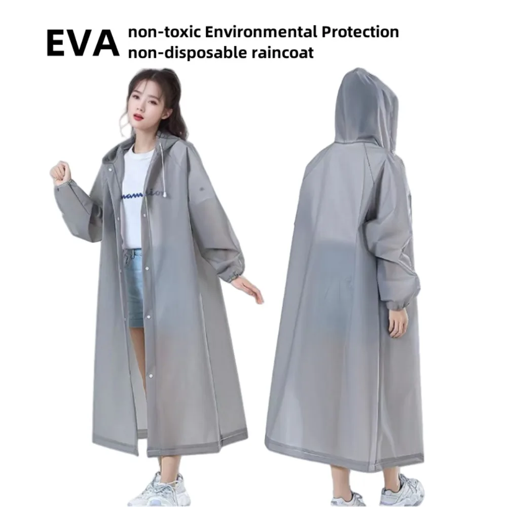 Non Disposable Rain Coat EVA Fashionable Adult Outdoor Hiking Travel Portable Thickened Long One-piece Rain Coat Poncho waterproof raincoat