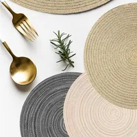 Set of 6 Round Placemats and Coasters Braided Woven Place Mats Washable Heat Resistant Table Mats and Coasters for Dining Table 4