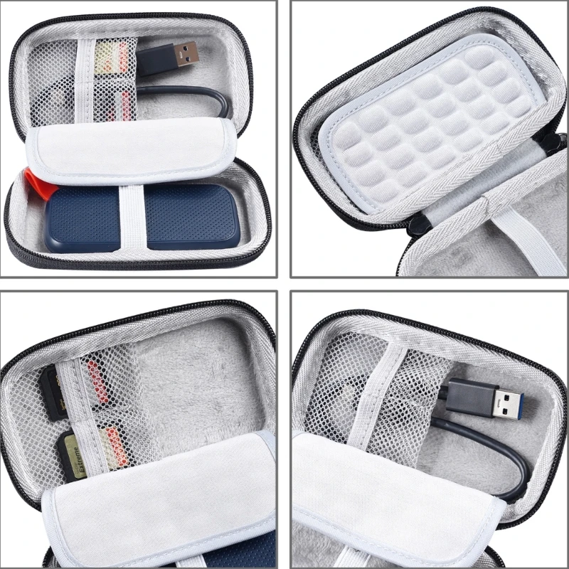 Portable Hard for SanDisk E30 E81 SSD Traveling Protective Storage Bags with Mesh Inner Pocket Shockproof SSD