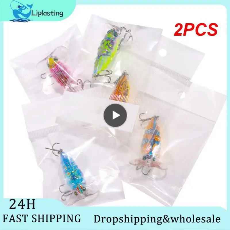 

Плавающая приманка 2 шт., привлекательная жесткая искусственная приманка для рыбной ловли, рыболовные приманки, трембеющая бионическая приманка с острым крючком с бородкой