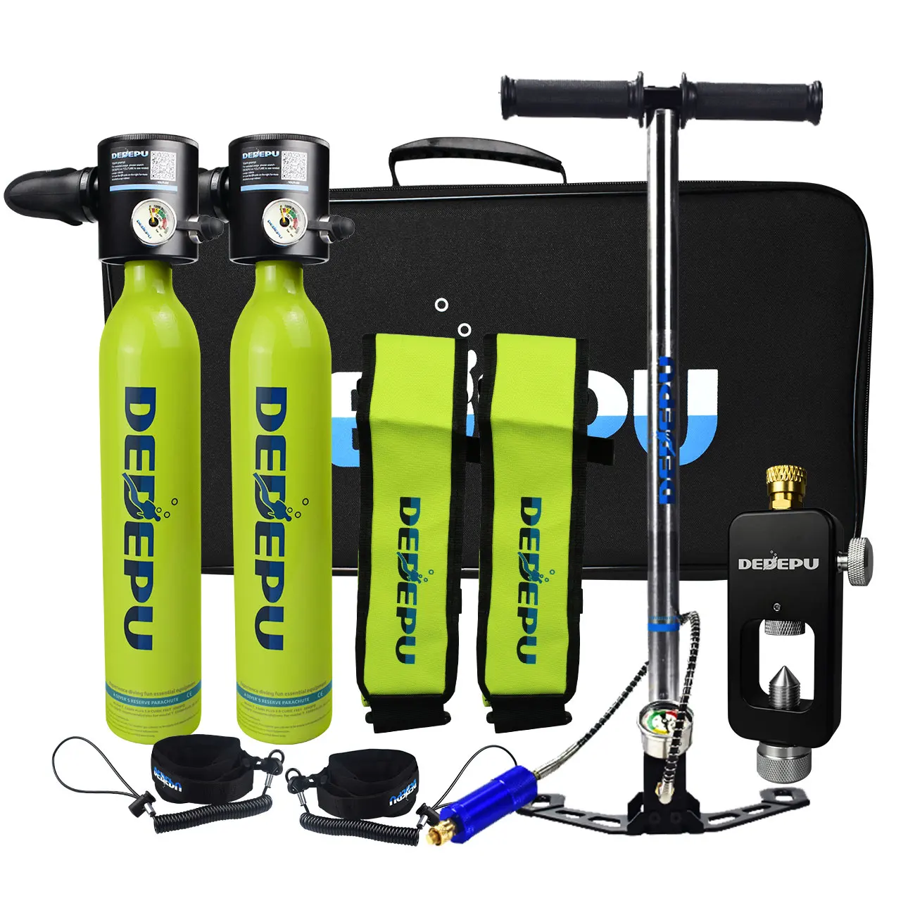 DEDEPU Scuba Diving Tank  Mini Diving Cylinder Equipment Snorkeling  Dive Bottle Oxygen With Hand Pump Dive Goggles Snorkeling dedepu scuba diving regulator matching aluminum cylinder gas use small scuba tank equipment 1l capability