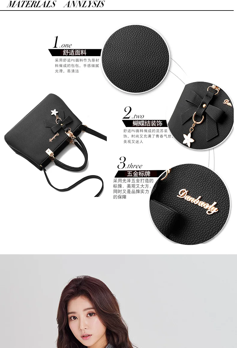 Elegant Women Messenger Bags with flower pendant Office Ladies Totes Pure Handbag for female Crossbody Shoulder Bags
