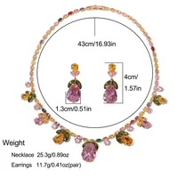 Luxury Waterdrop Pendant Jewelry Set Earring Pink Necklace For Women Bridal Wedding Exquisite Fashion Zircon Party Banquet Gift 3